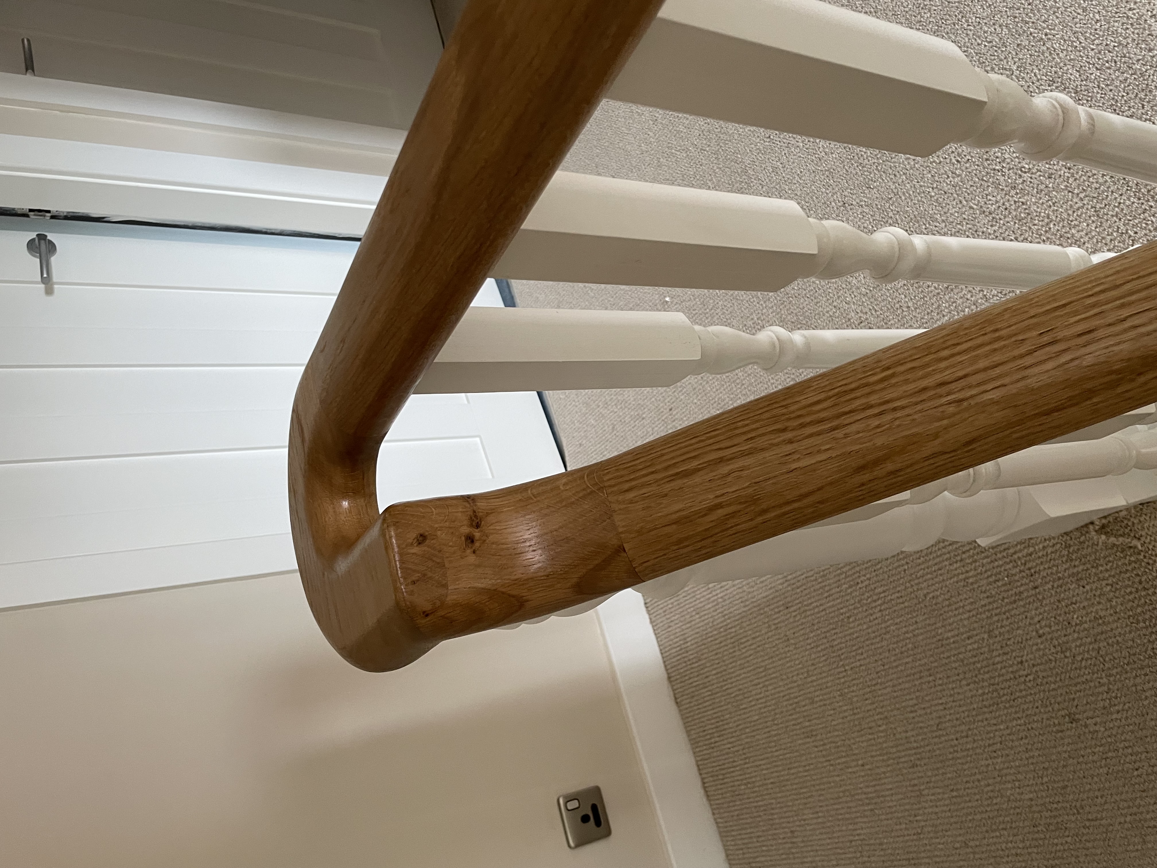 oak rail and painted spindles